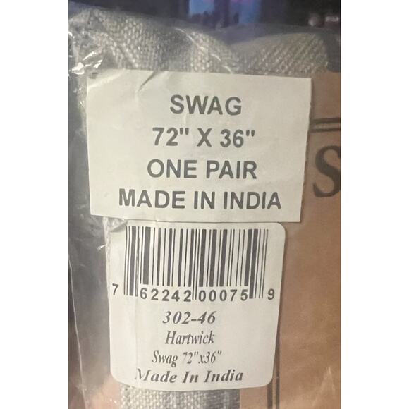 Park Designs Hartwick Swags 72”x36” Ticking Farmhouse Country Gray Tan White NEW - Picture 10 of 10